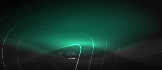 Dark black abstract background with neon colors and lines