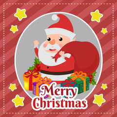 cute template merry christmas card with happy santa claus