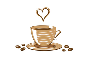 love cup of coffee hot drink vector illustration EPS10
