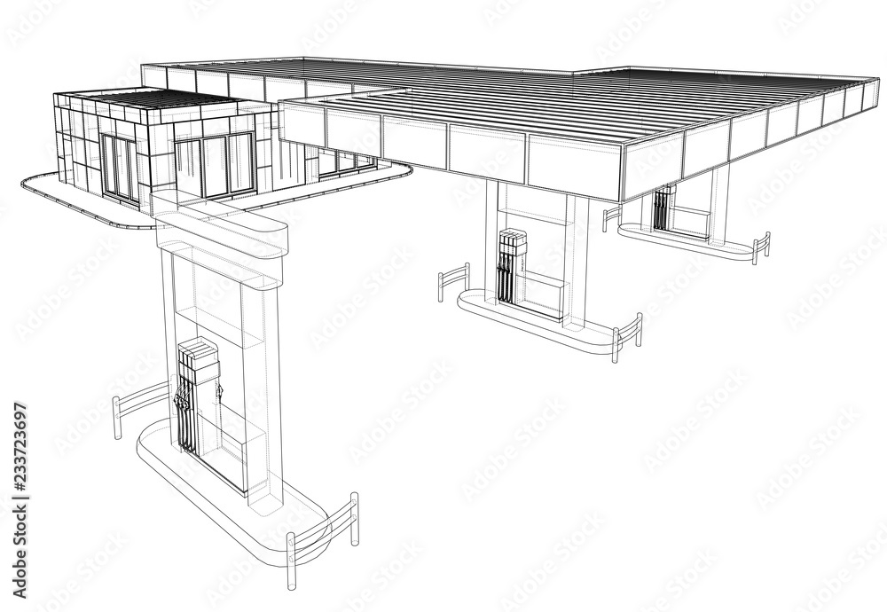Poster gas station. vector rendering of 3d