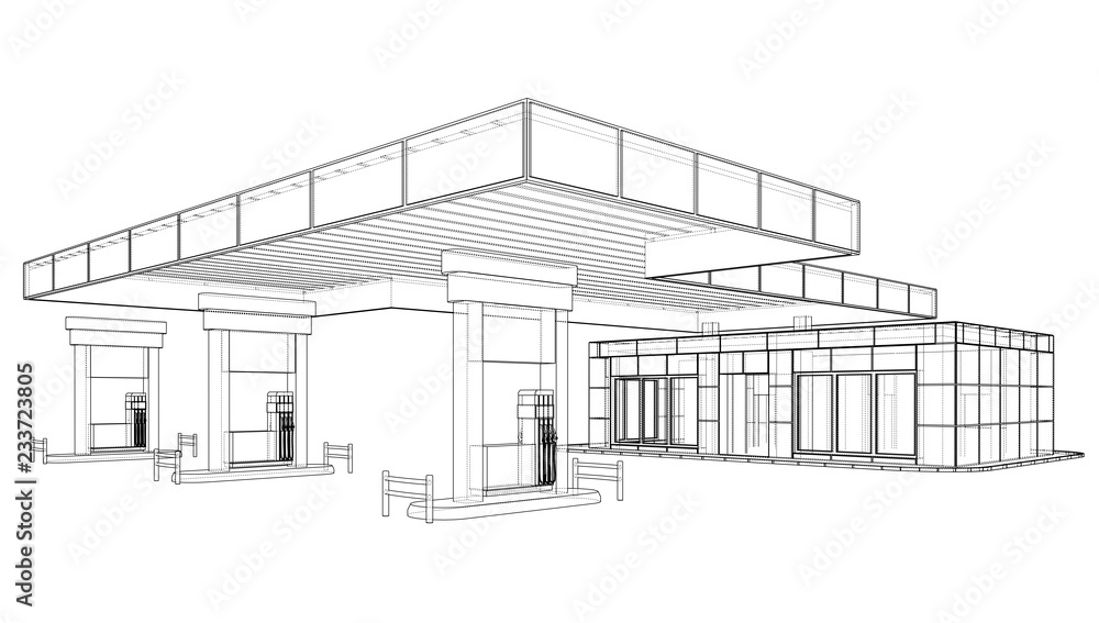 Poster gas station. vector rendering of 3d
