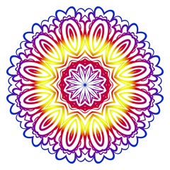 Fototapeta na wymiar Sacred oriental mandala. color floral ornament. Abstract shapes in Asian style. Vector Illustration