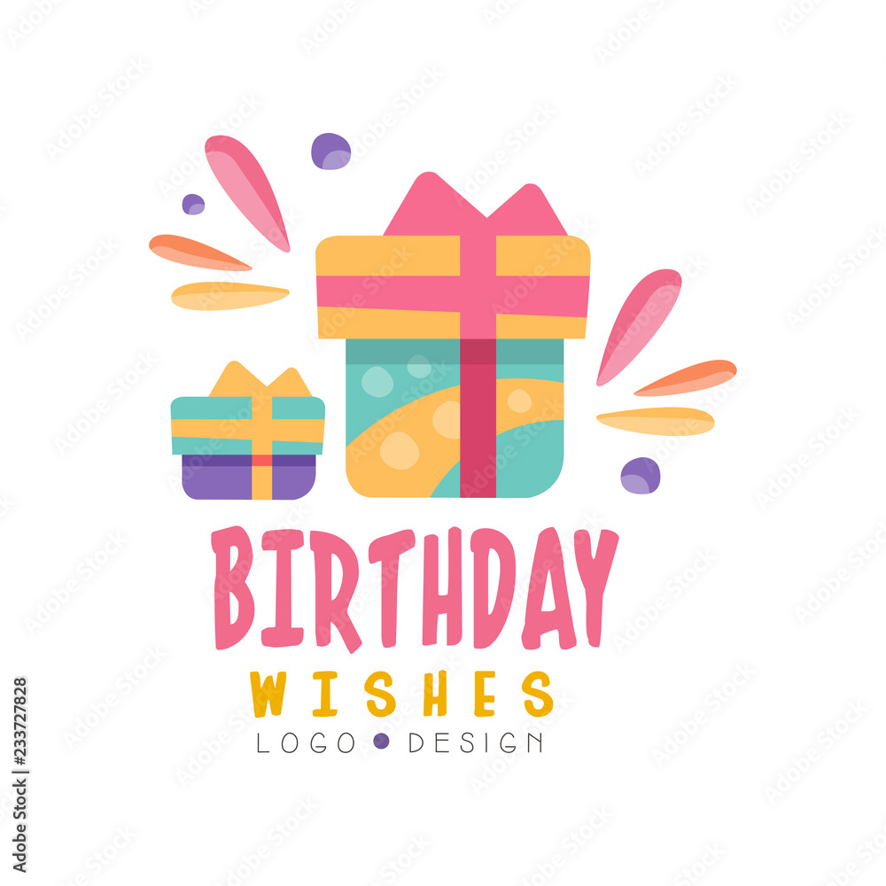 Poster Birthday wishes logo design, colorful creative template for banner, poster, greeting card vector Illustration