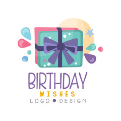 Birthday wishes logo, colorful creative template