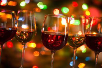 Crystal glasses of wine