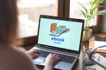 E-book concept on a laptop screen