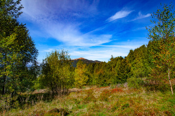 Landscape of autumnal peaks of the Carpathians.