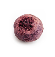 One raw purple beetroot, isolated on white background.