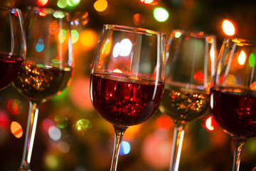 Crystal glasses of wine