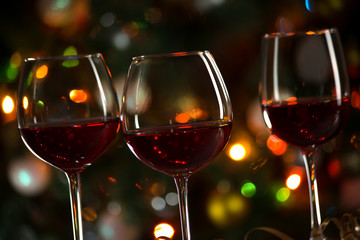 Crystal glasses of wine