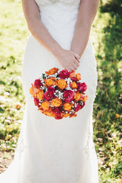 bride with wedding bouquet