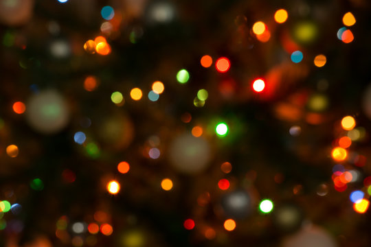 Christmas background of blurred lights