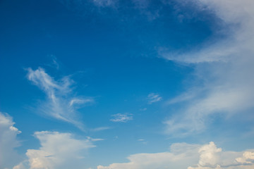 Vivid blue sky with clouds background nature landscape in summer clear weather time. copy space