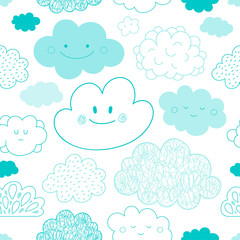 Vector Cartoon Clouds Pattern