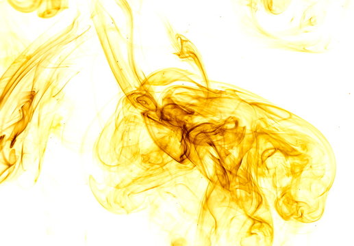 Yellow smoke on white background