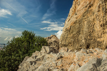 highland mountain rocks beautiful landscape and good place for hiking hobby activity in clear bright summer weather time 