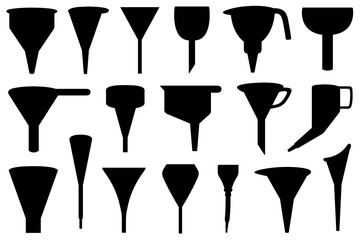 Set of different funnels isolated on white
