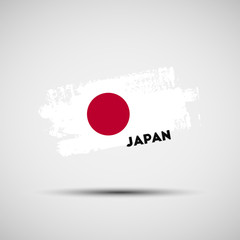 Grunge brush stroke with Japanese national flag colors