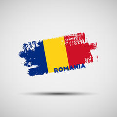 Grunge brush stroke with Romanian national flag colors