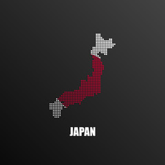 Obraz premium Pixelated map of Japan with national flag