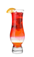 Fresh summer cocktail in glass on white background