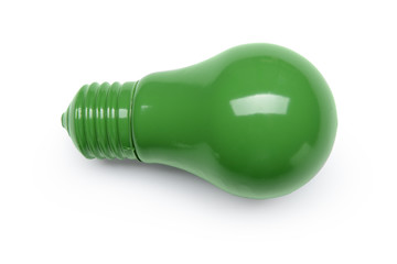 Painted light bulb on white background