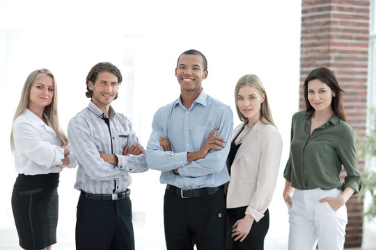 confident multiethnic business team .the concept of teamwork