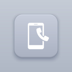 Phone call, gray vector button with white icon