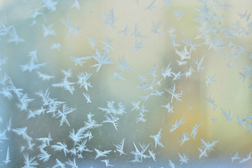 frost on the glass winter background