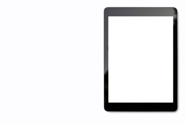 Digital tablet mock up on white background with copy space and Clipping path on blank screen easy replace you design .