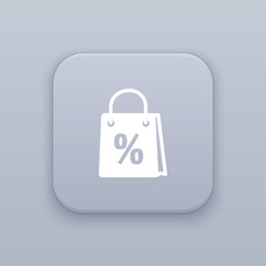 Discount package, gray vector button with white icon