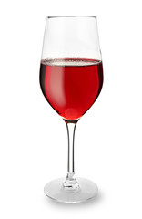 Glass of red wine on white background