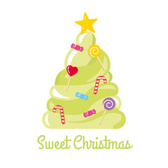 Christmas tree made of sweets and candies vector illustration