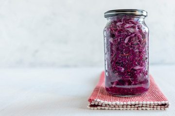 Sealed jar with purple cabbage