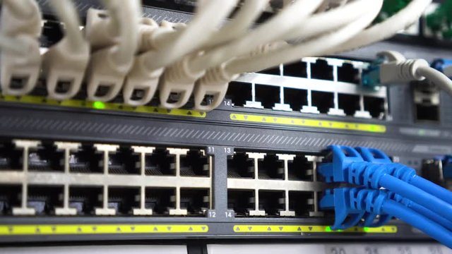 router and switch lights blinking at a data center
