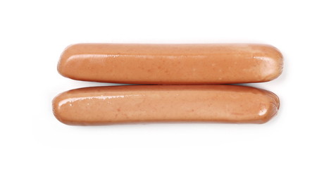 Hot dog isolated on white, top view