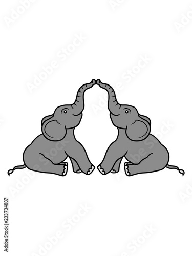 Fototapete 2 Freunde Paar Begrussen Liebe Verliebt Parchen Kussen Elefant Klein Sitzend Suss Niedlich Baby Dick Gross Comic Cartoon Clipart Design Dickhauter Riesig Russel Style O Mat