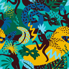 Brazil carnival. Vector seamless pattern with trendy abstract elements
