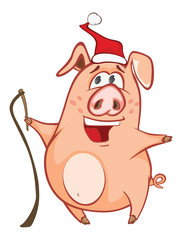 Vector Illustration of a Cute Pig. Cartoon Character