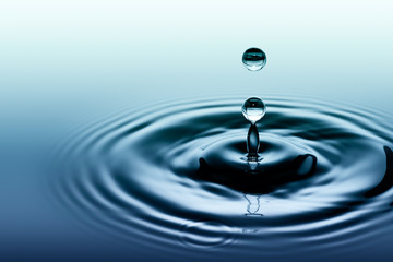 Falling drops of water