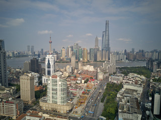 Obraz na płótnie Canvas Aerial view of Shanghai skyline