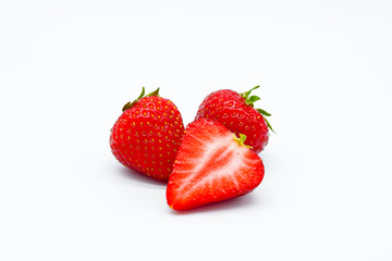 fresh strawberries fruits isolated on white background