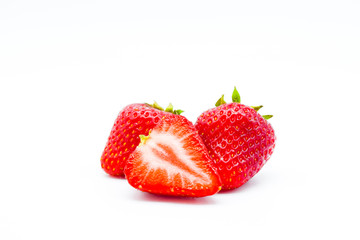 fresh strawberries fruits isolated on white background