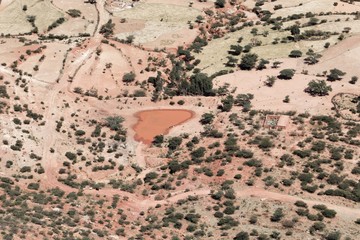 Small red lake in Northern Ethiopia