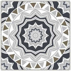 Template print for Sofa Square Pillow. Floral Geometric Pattern with hand-drawing Mandala. illustration. For fabric, textile, bandana, scarg, carpet print