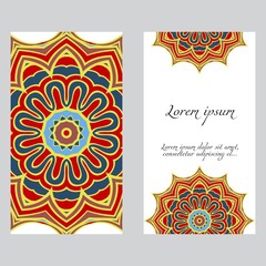 Vector mandala pattern. two template for flyer or invitation card design.