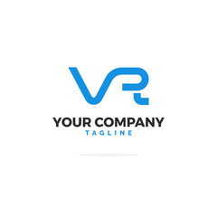 VR Letters Logo Vector Smooth Line