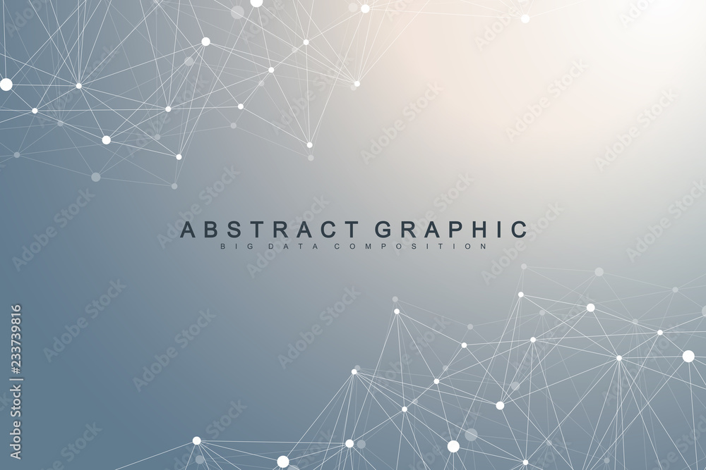 Poster geometric abstract background with connected line and dots. network and connection background for yo