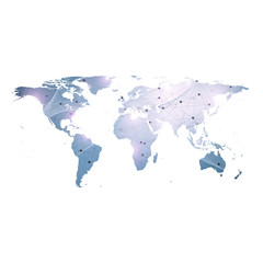 Vector template World map with global technology networking concept. Global network connections. Digital data visualization. Lines plexus. Big Data background communication. Perspective backdrop