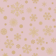 Winter christmas hand drawn seamless pattern print with snowflakes